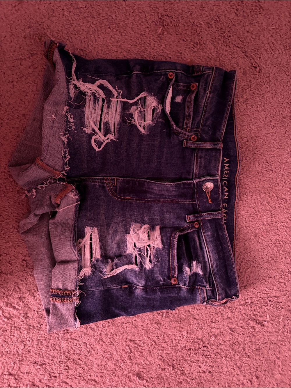 American Eagle Distressed Ripped Denim Cutoff Shorts - Blue